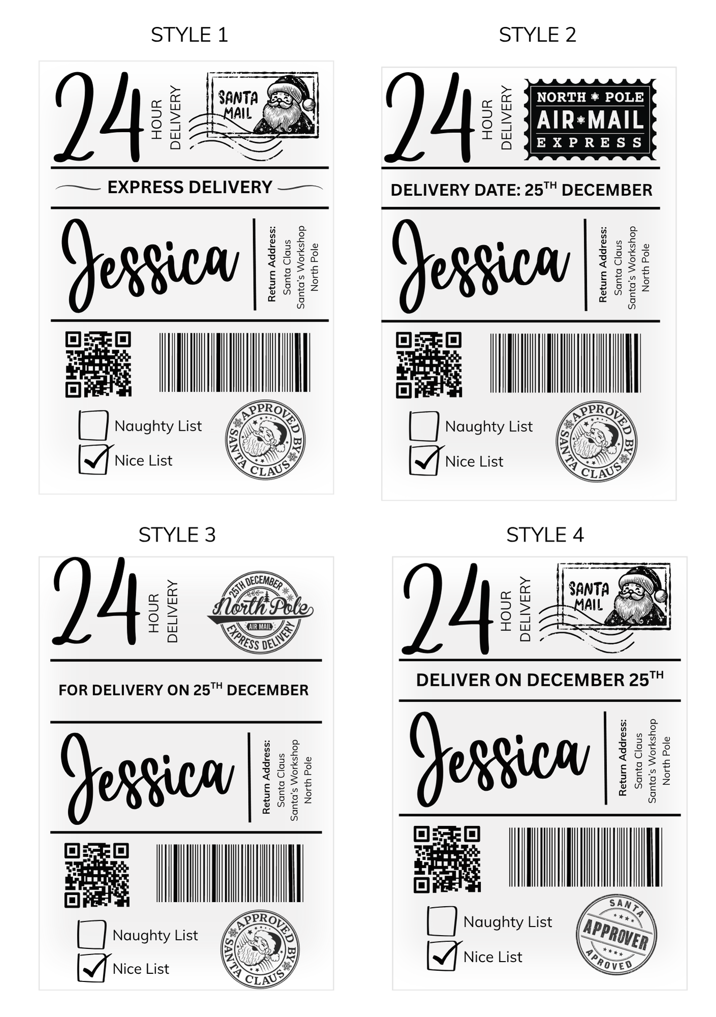 Christmas Postage Labels Pack of 10