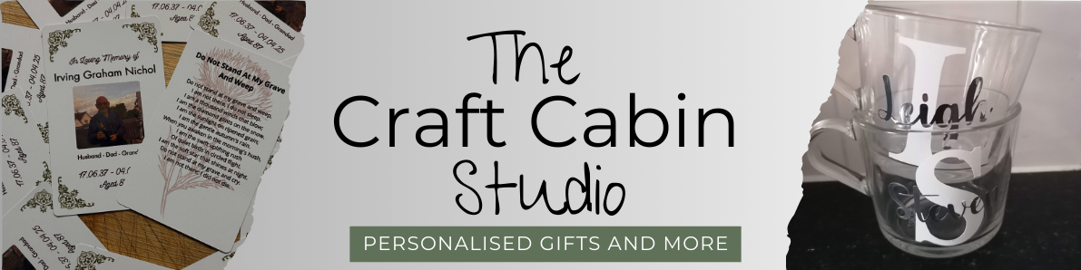 Logo of The Craft Cabin Studio with a gray background