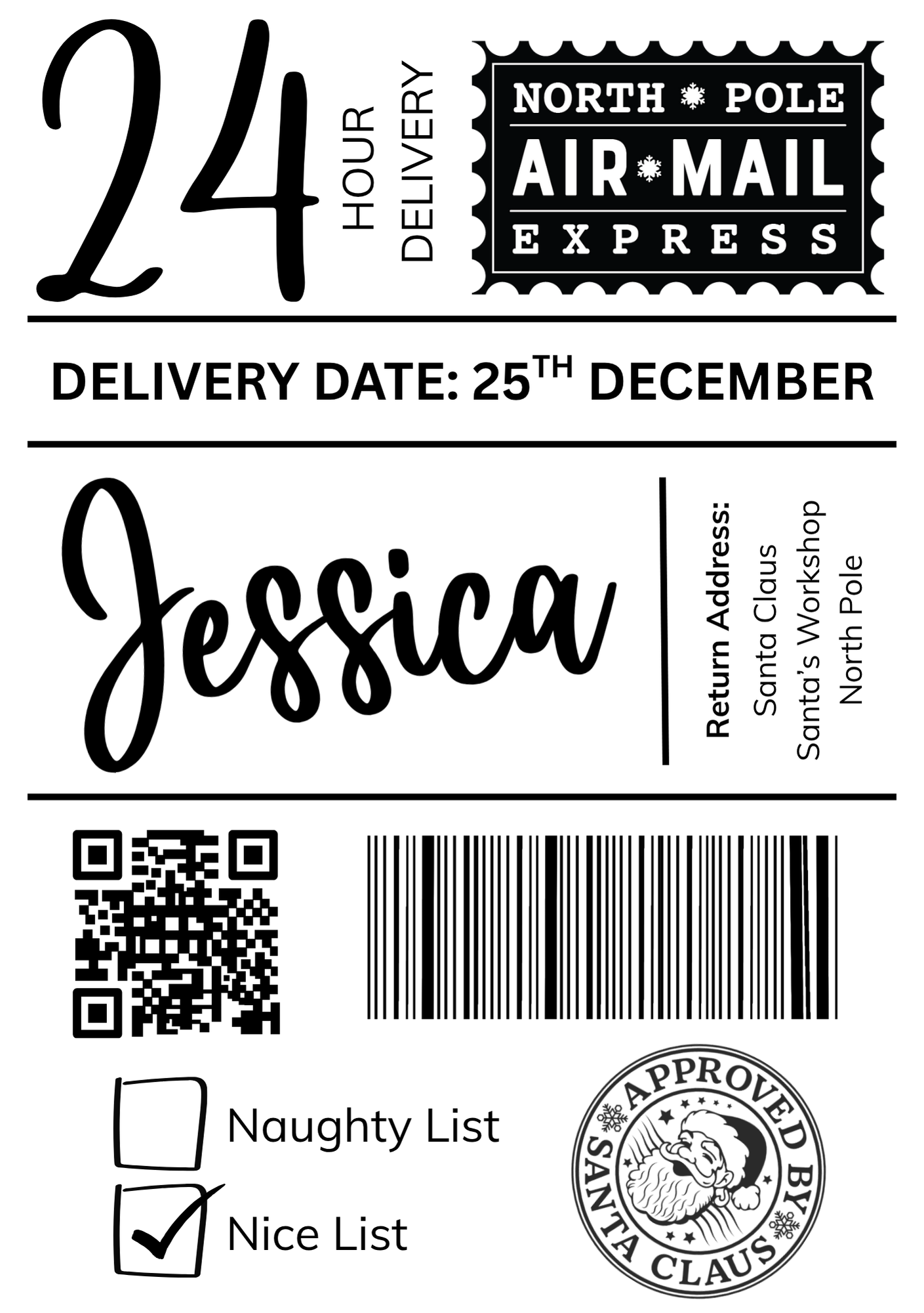 Christmas Postage Labels Pack of 10